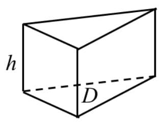 Diagram of a triangular prism showing its triangular base and height.